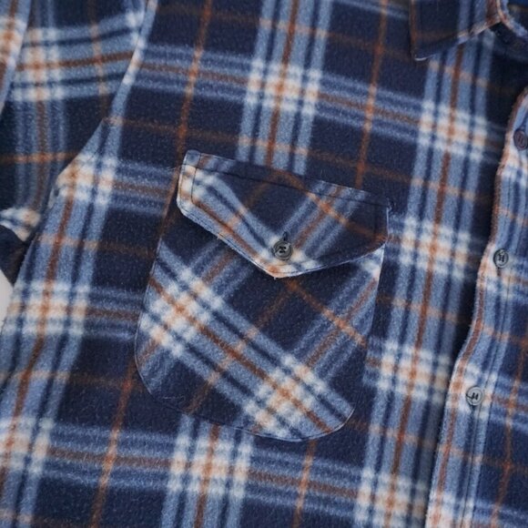 VTG '90S Urban Ridge Navy Blue Plaid Outdoors Warm Button Up Flannel Shirt 2XL - Picture 10 of 11